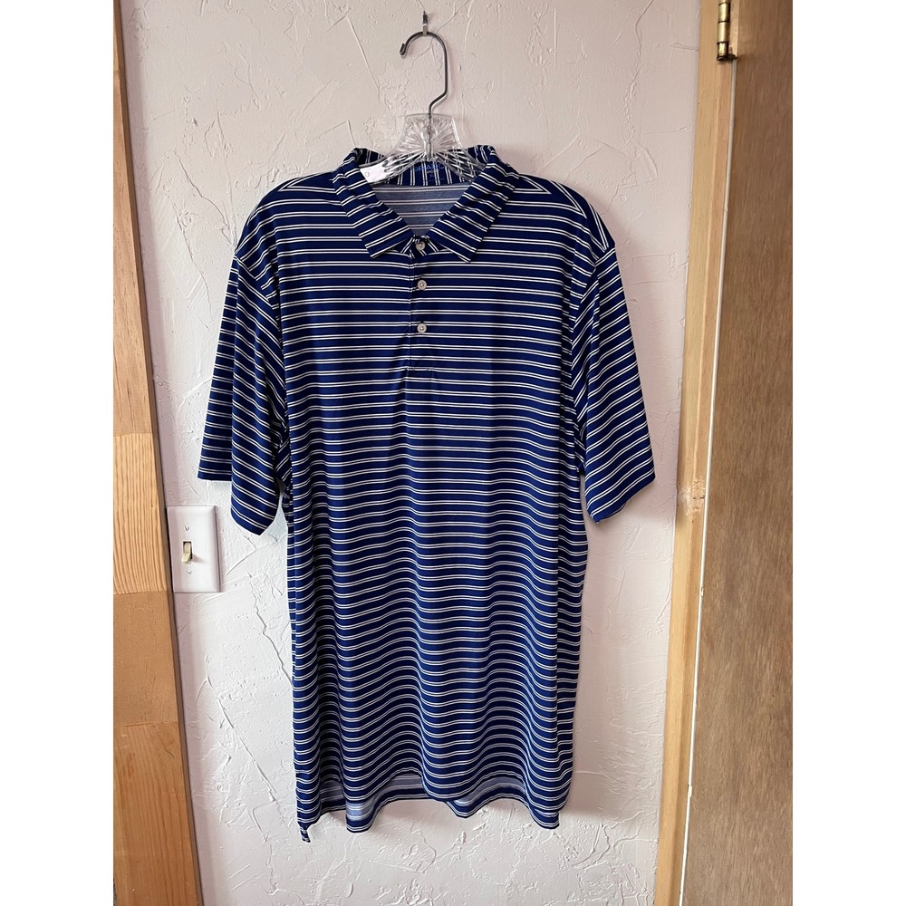 DRADDY SPORT Mens Navy White Stripe Golf Polo Shirt‎ XL